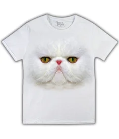 Прикольные футболки: персидский кот на белой